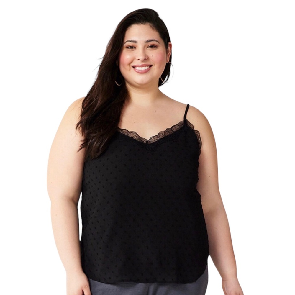 Chiffon Lace Trim V-Neck Camisole Size 2X